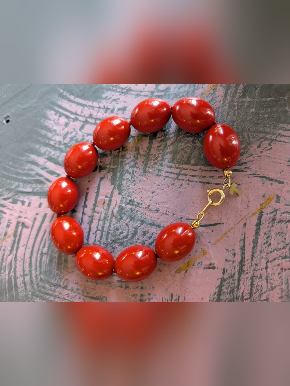 Vintage Red Beaded Bracelet